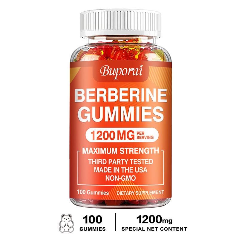 Buporai berberine gummies, containing 1200 mg of berberine and Ceylon cinnamon extract, suitable for both men and women. 100*1