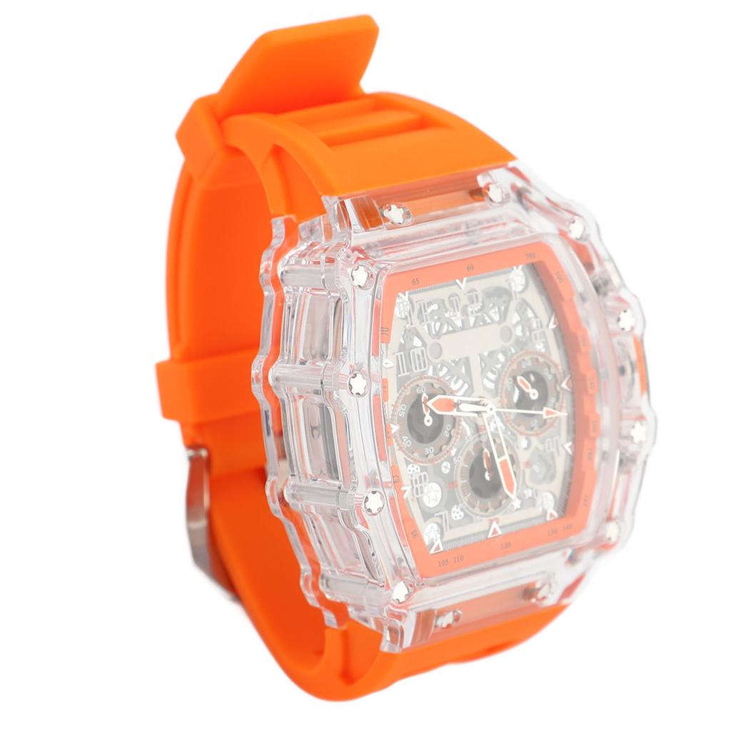 Transparent Case Business Watch Water Proof 50M Luminous Casual Cool Large Dial Silicone Strap Fashion Hollowed Watch