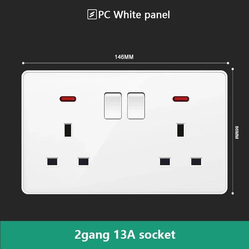 18W Type-C Plug Quick Charging Universal 5-pin Dual Power Socket,UK Standard 13A Wall Socket with DC 5V 3.1A Type-c USB Charger