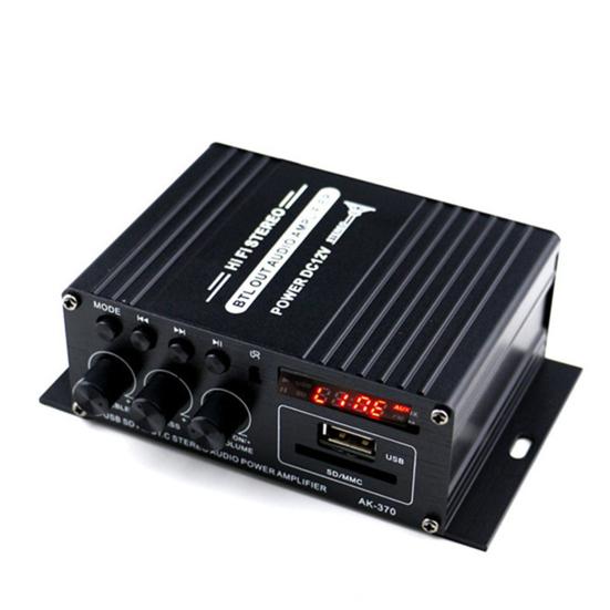 AK370 Power Amplifier Multifunctional Low Distortion Bluetooth-compatible Wireless Connection 12V/220V 2CH Audio Amplificador for Home