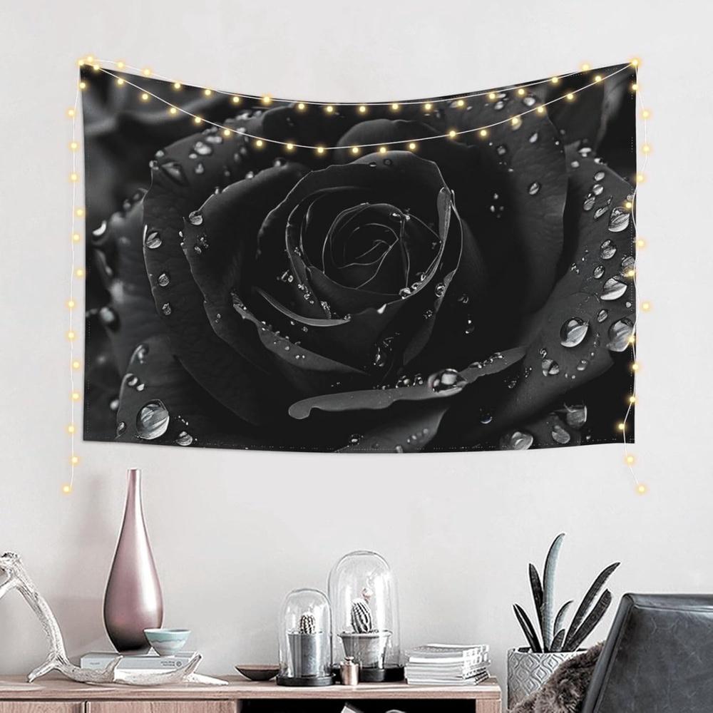 Elegant Black Rose Tapestry Sophisticated Timeless and Uniquely Stylish Wall Art for a Classic Decor Statement
