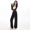 Spring Summer Elastic Waist Ultra Soft Comfy Denim Blue Straight Leg High Waist Daily Denim Trousers Ladies Casual Pants Oversize Denim Trousers