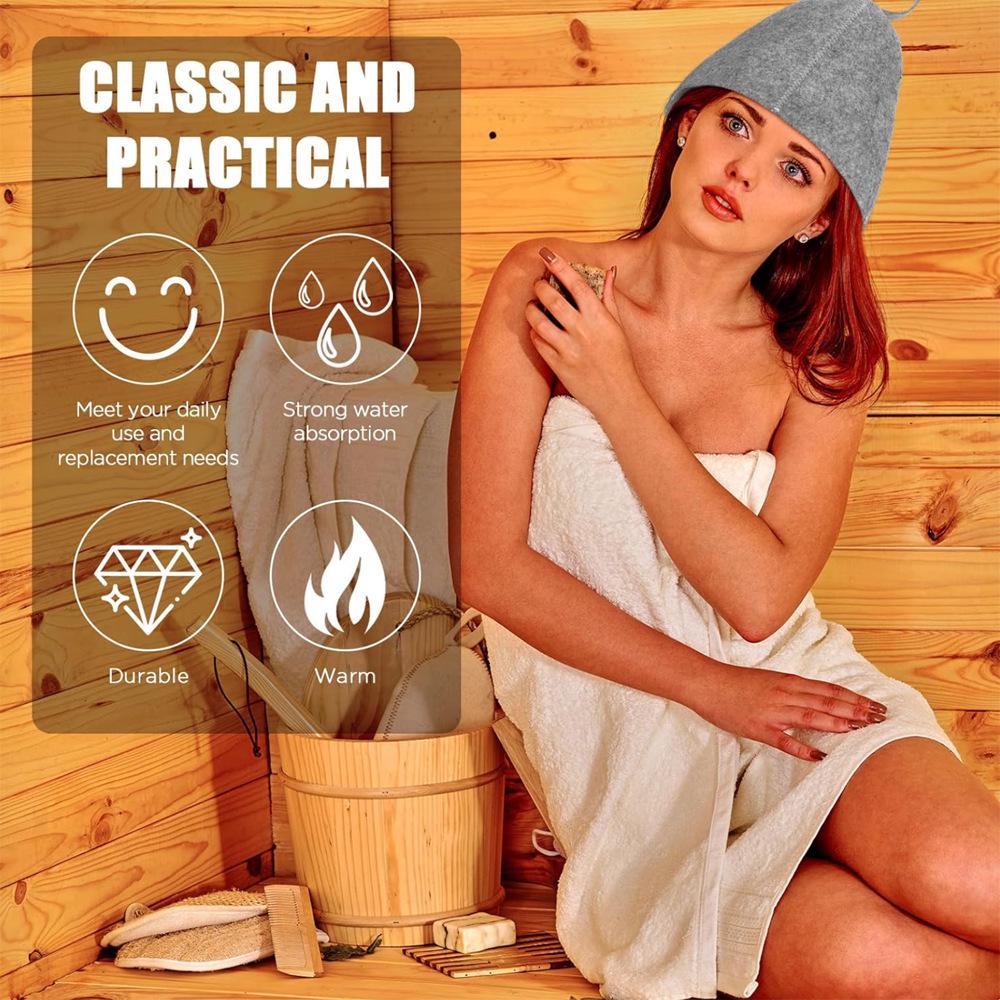 Fashionable Gray Felt Sauna Bath Cap - Minimalist Style, Absorbent, Quick Dry for Hot Springs and Bathroom Use