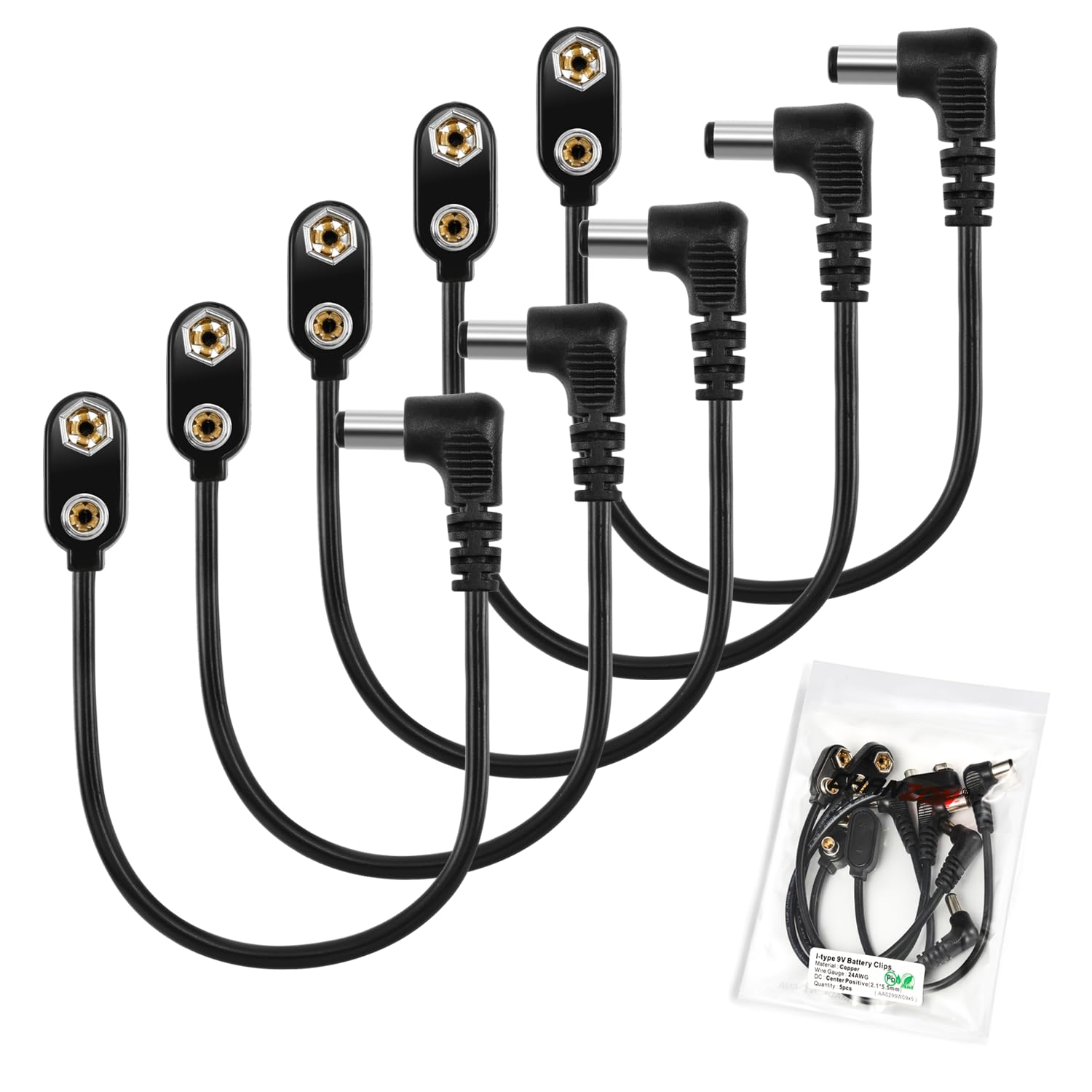 

Chanzon Snap 9V Snap I Shape Vertical Plastic 5pcs 2.1x5.5mm DC Male B)I-Type Right Angle