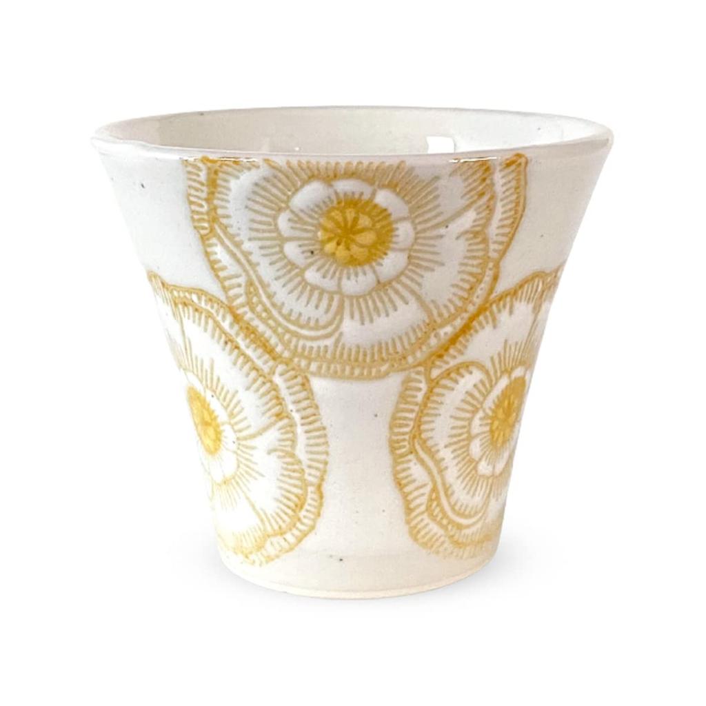 Hasami Ware Made in Peony Yellow J-Kitchens Teacup, Japan, 140cc, Design, Small,