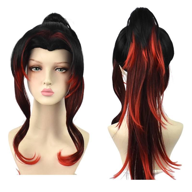 High-temperature Fiber Black Red Gradient Wig Perfect For Anime And Cosplay Fans