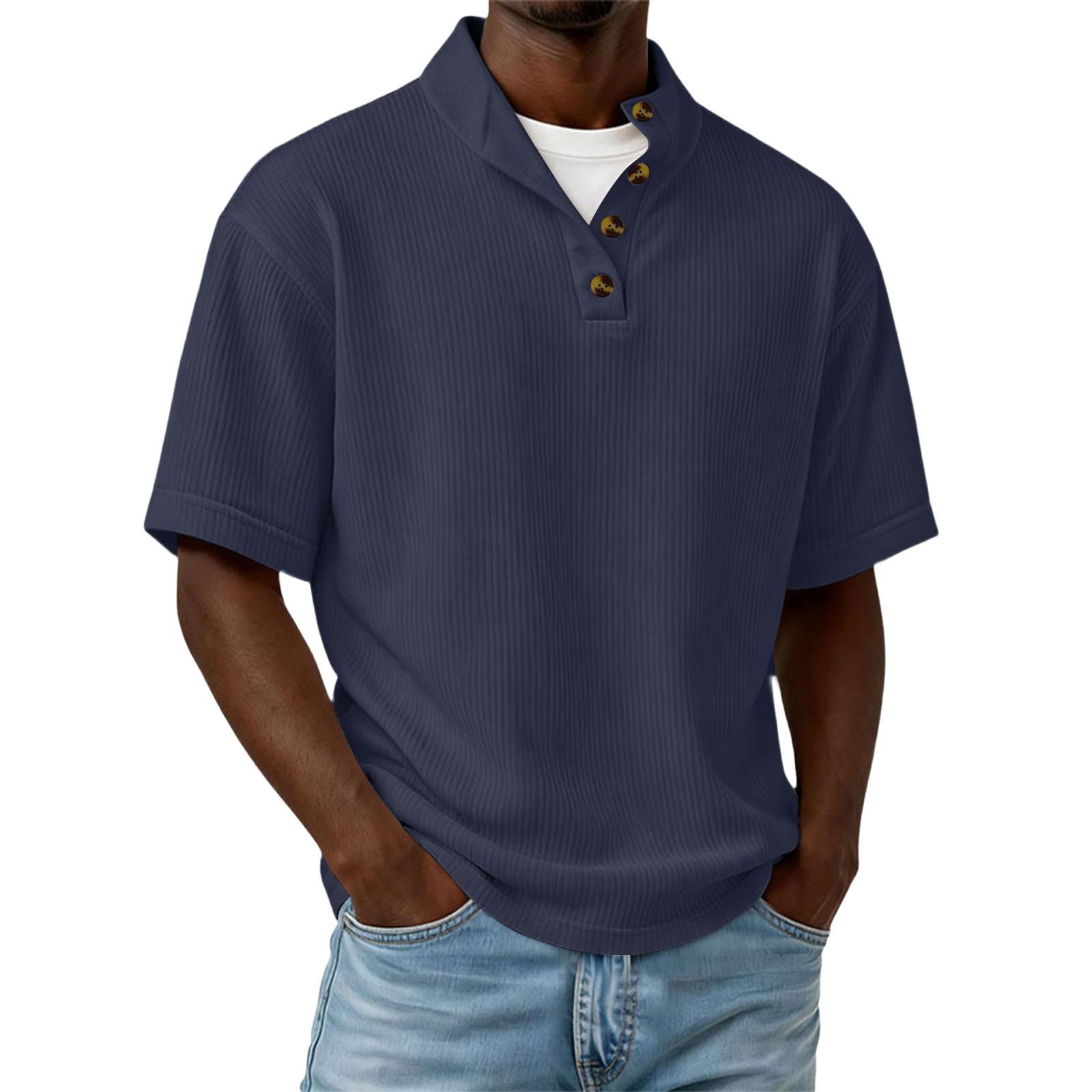 Мужская повседневная рубашка с коротким рукавом XXXL тёмно-синий