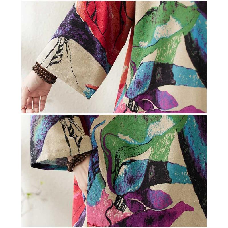 V-neck Loose Plus Size Simple Vacation Style Long Sleeve Women's Beach Dresses