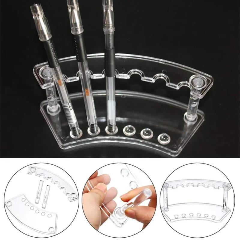 1PC Plastic Pencil Holder Display Stand, 6 Slot Pen Eyebrow Stand Makeup Brush Organizer, Desktop Cosmetic Brush Holder