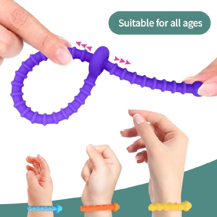 6Pieces Stretchy Silicone Bracelets Kids Sensory Toy Adjustable Textured Wristband Stress Relief Stimulation Sensory Toy