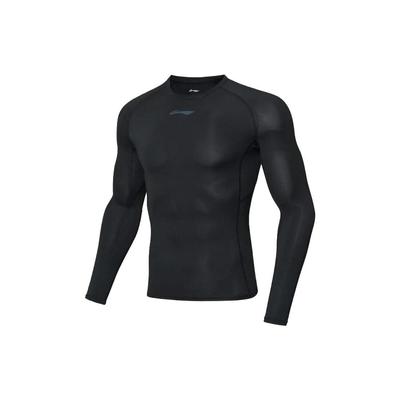 Training Series Solid Color Compression Long Sleeve Fitness Shirt Men Tops Black AUDQ083-1