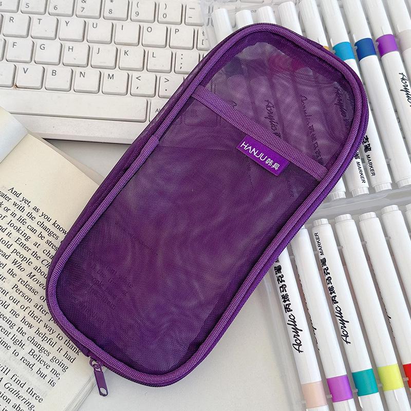 Корейский HJ-006 Прозрачный многослойный пенал-косметичка для студентов - Большой объем