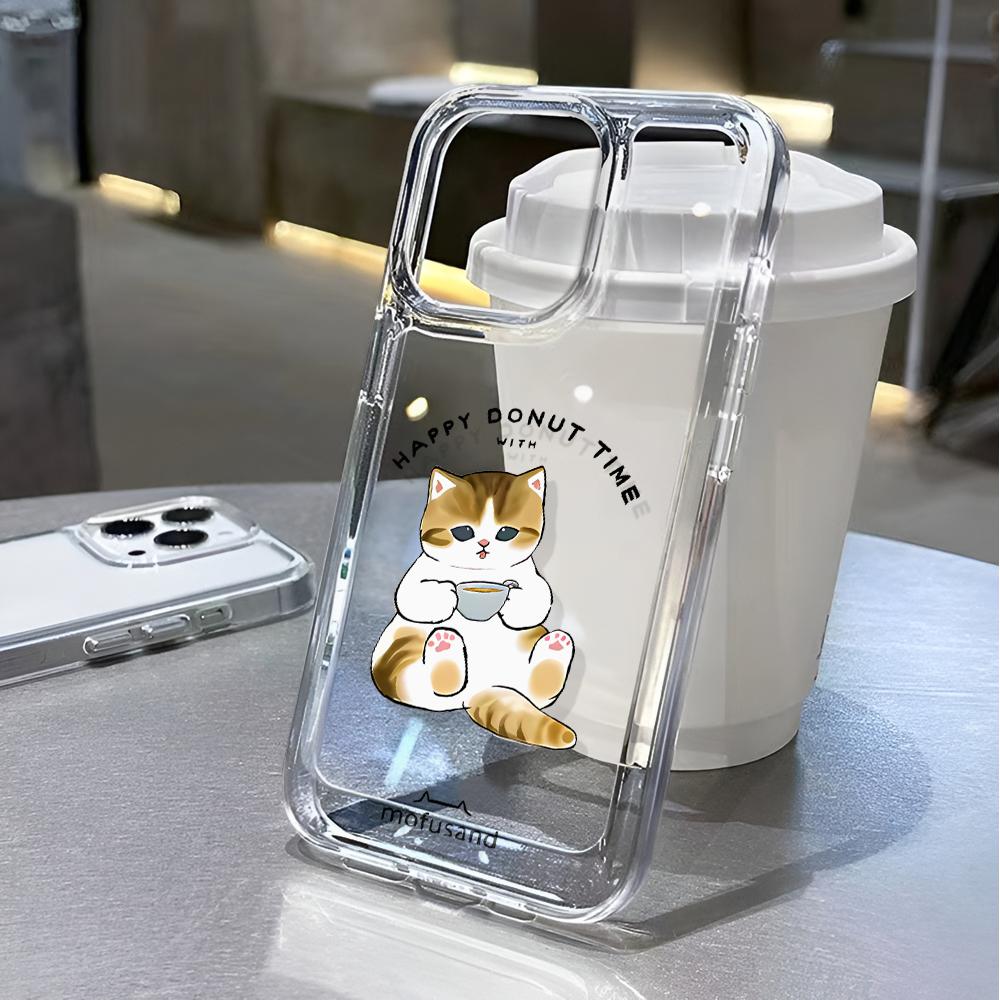 Phone Case For Iphone 17 16 Pro Max 15 14 13 12 11 Plus 16 17 Soft Cover Coffee Cat For Iphone Air Case Cover