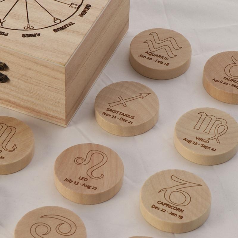 Hexendekoration Hexen Heimdeko-Kits Meditation Holz Runen Heilkristallsteine Set Hexenrune Rune Holzrunensteine Set