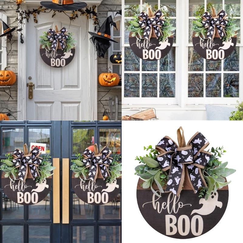 Festival Halloween Skull Welcome Sign Handmade Wood Plaque Door Hanger for Door or Garden Decoration Party Supplies