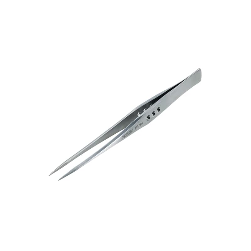 HOZAN Tweezers, Thick Finish, 2.5mm Plate Thickness, 150mm Total Length, 10mm Opening Width, 0.5mm Tip Width, Straight, Long Type, PP-104