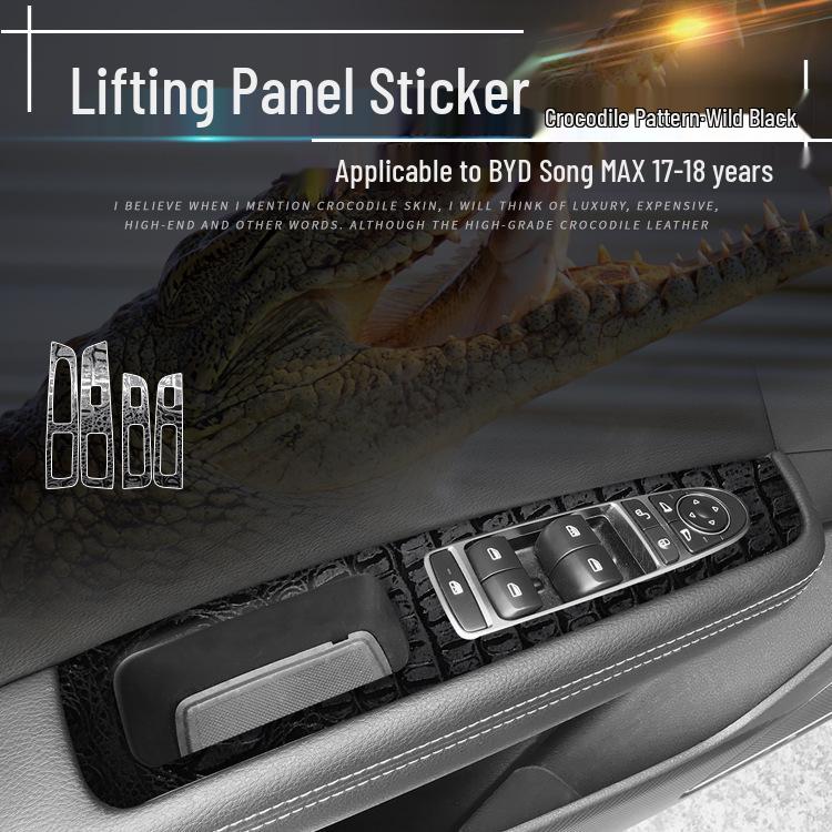 Krokodilmusterfolie für BYD Song MAX Innenraumkonsole & Paneeldekoration, Wildschwarzer Aufkleber