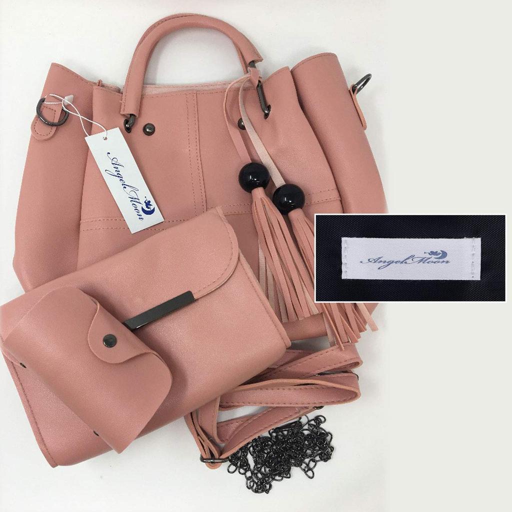 Angel Moon Women's Business Tote Bag, 3-Piece Set, Mini Bag, Card Case, Crossbody Bag, Casual, Formal, Simple Design, Sturdy Divider, Non-Slip,