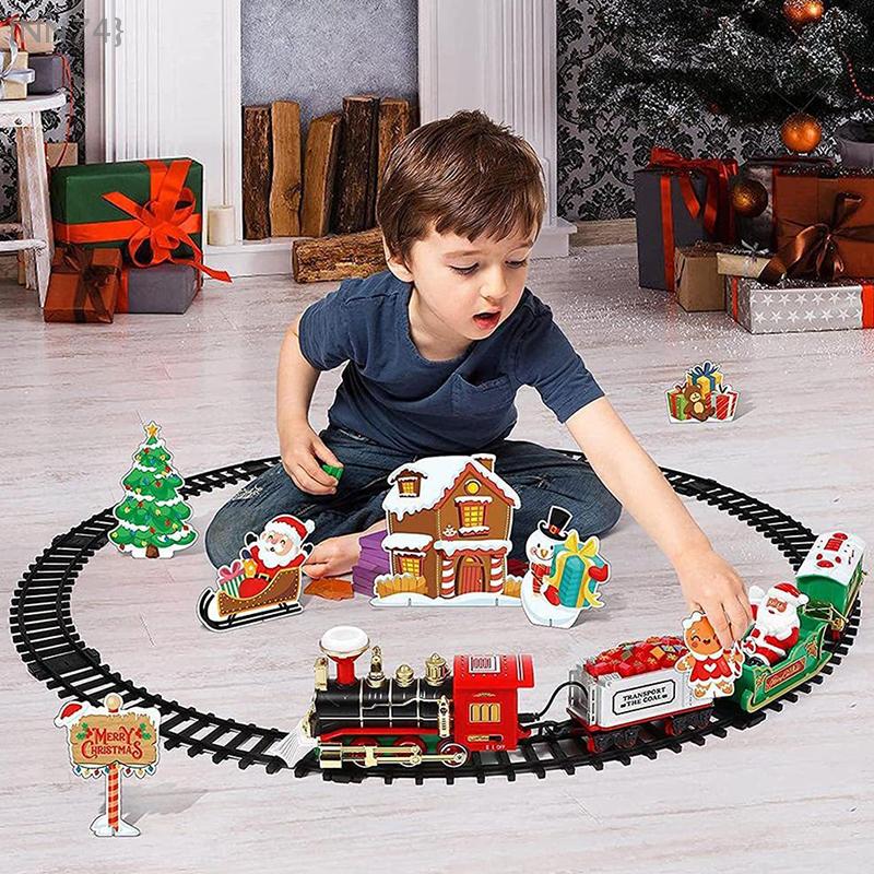 Electric Christmas Train Toys With Sound & Light – Railway Car, Track Frame For Christmas Tree Decoration