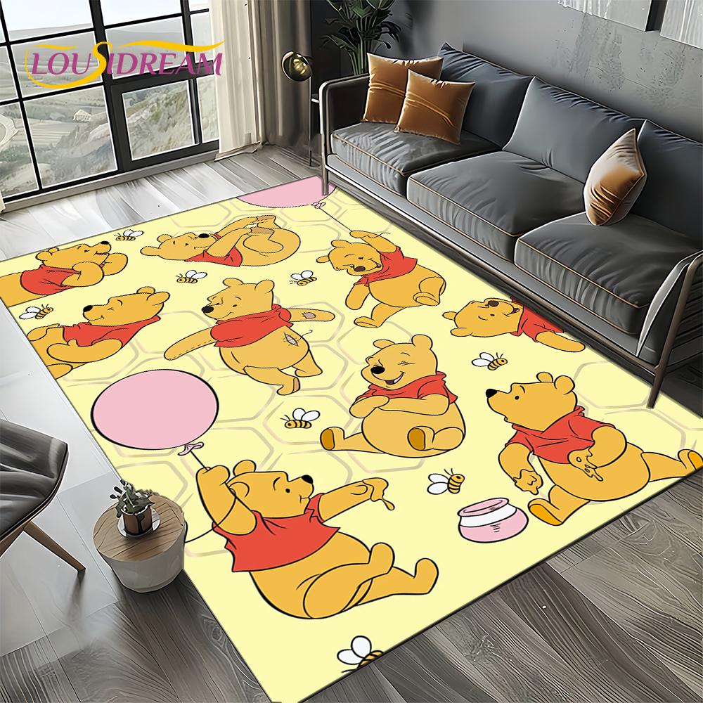 Tappeto Tappetino Decorativo Tappeto Cartoon Orso Winnie Pooh Carino 3D per Camera da Letto Soggiorno Casa Divano, Gioco Bambino Decorazione Grande Tappetino Pavimento Regalo