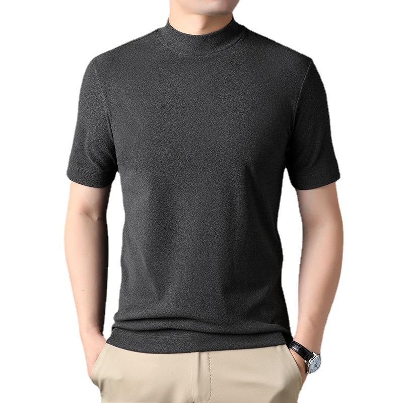 Pánská oboustranná sametová mikina s polovičním rukávem, polovičním rolákem, tričko s tříčtvrtečním rukávem, módní tenké termoprádlo