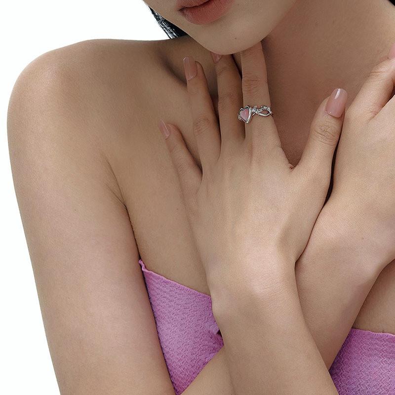 Trendy Ins Style Heart Thorn Adjustable Ring For Women Fashionable Jewelry Piece