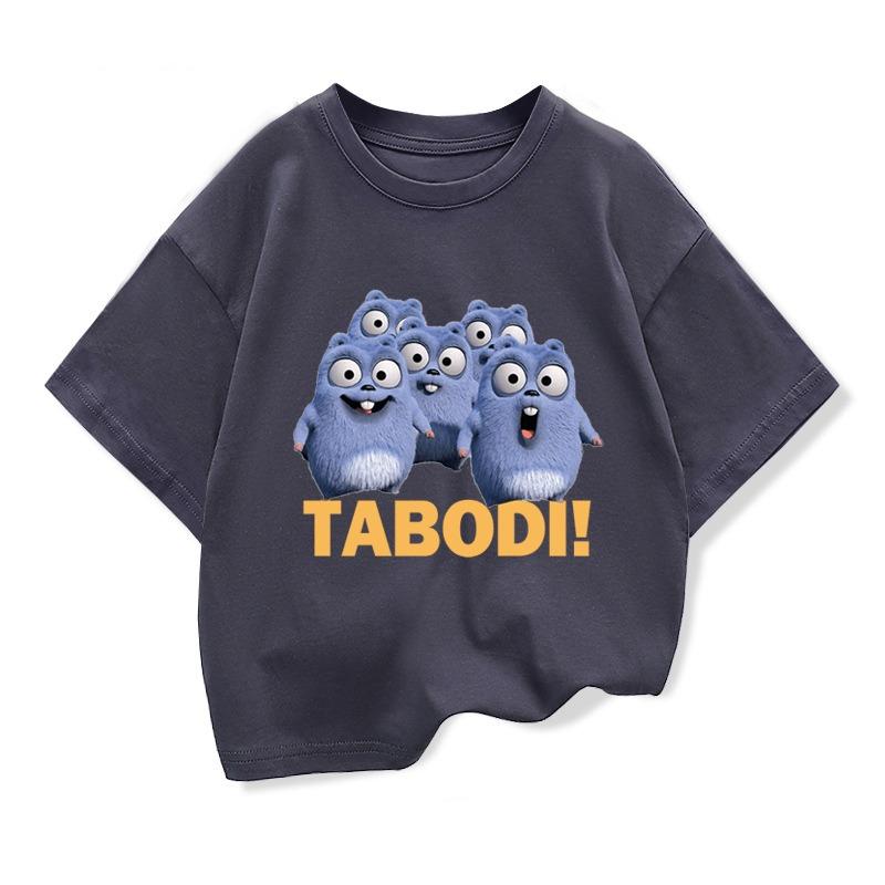 Children s Clothing Grizzy And The Lemmings Tabodi Graphic Short Sleeve T-Shirt 3-12Years Kids Boys O-Neck Loose Tops Tee 110