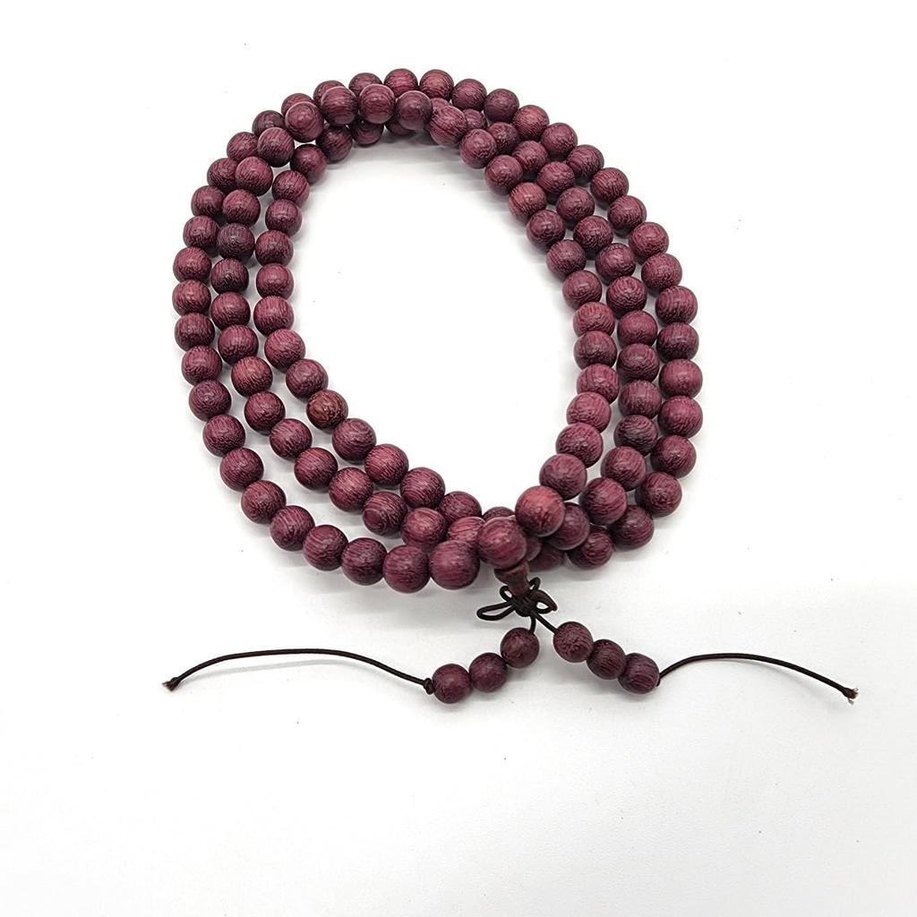 Purple Wooden Prayer Bead Natural 10mm Diameter x 108 Total Length Brazilian [deaizaka.biz] Necklace, Rosewood, Beads, 110cm, Violet/Purple