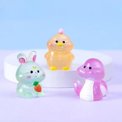 1Pcs Chinese Zodiac Mini Luminous Ornaments Cartoon Animal Resin Ornament Micro Landscape Decoration Diy Desktop Decor