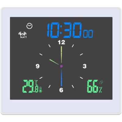 Bathroom Digital Clock Waterproof Temperature &Hygrometer LCD Display Upper/Lower Limit Dual Alarms with Snooze Function Countdown Alarm Clock