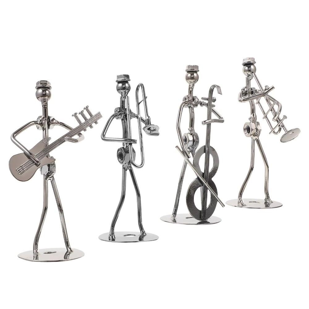 Metal Guitar Player Statue Violin Band Man Model Classical Guitar Decoration  Home Decor Scene