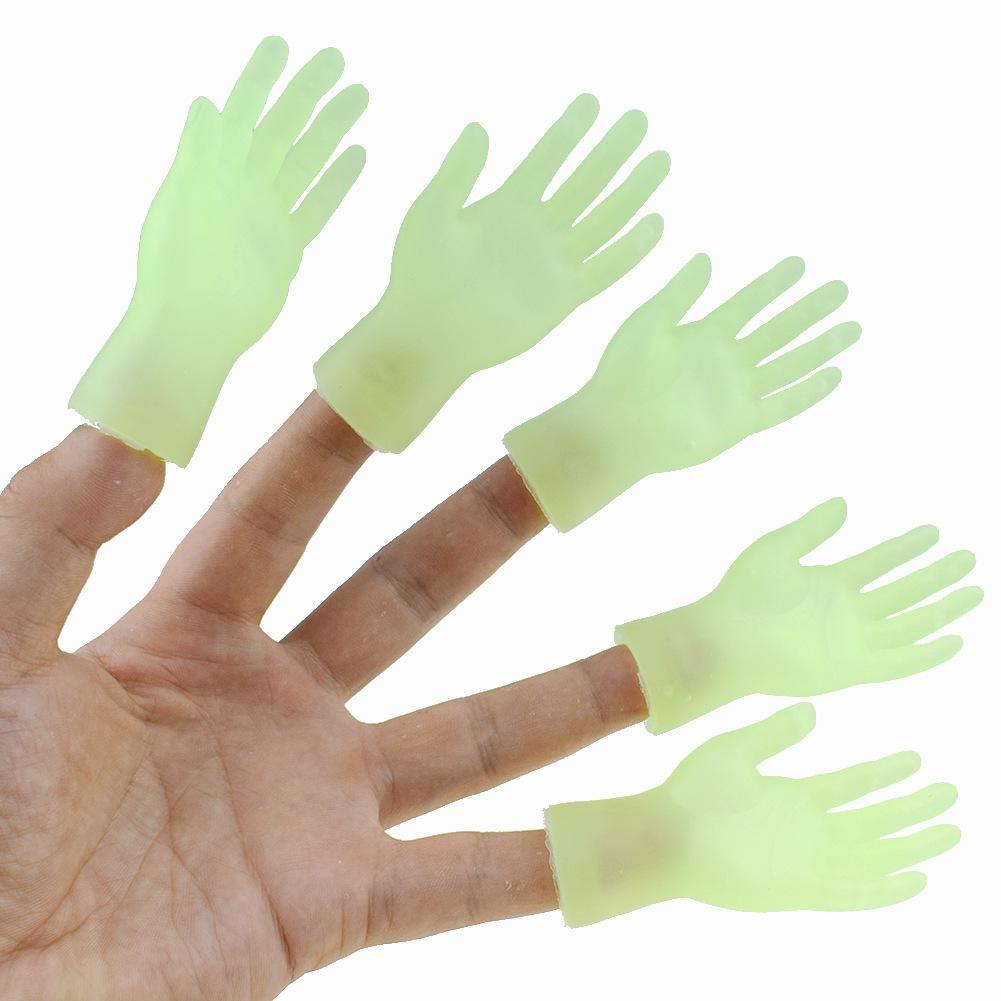 2 stk Lysende Sjov Fingerlegetøj Kreative Mini Fingerhandsker Nyhed Børnelegetøj Lille Håndmodel Halloween Gaver til Voksne Børn