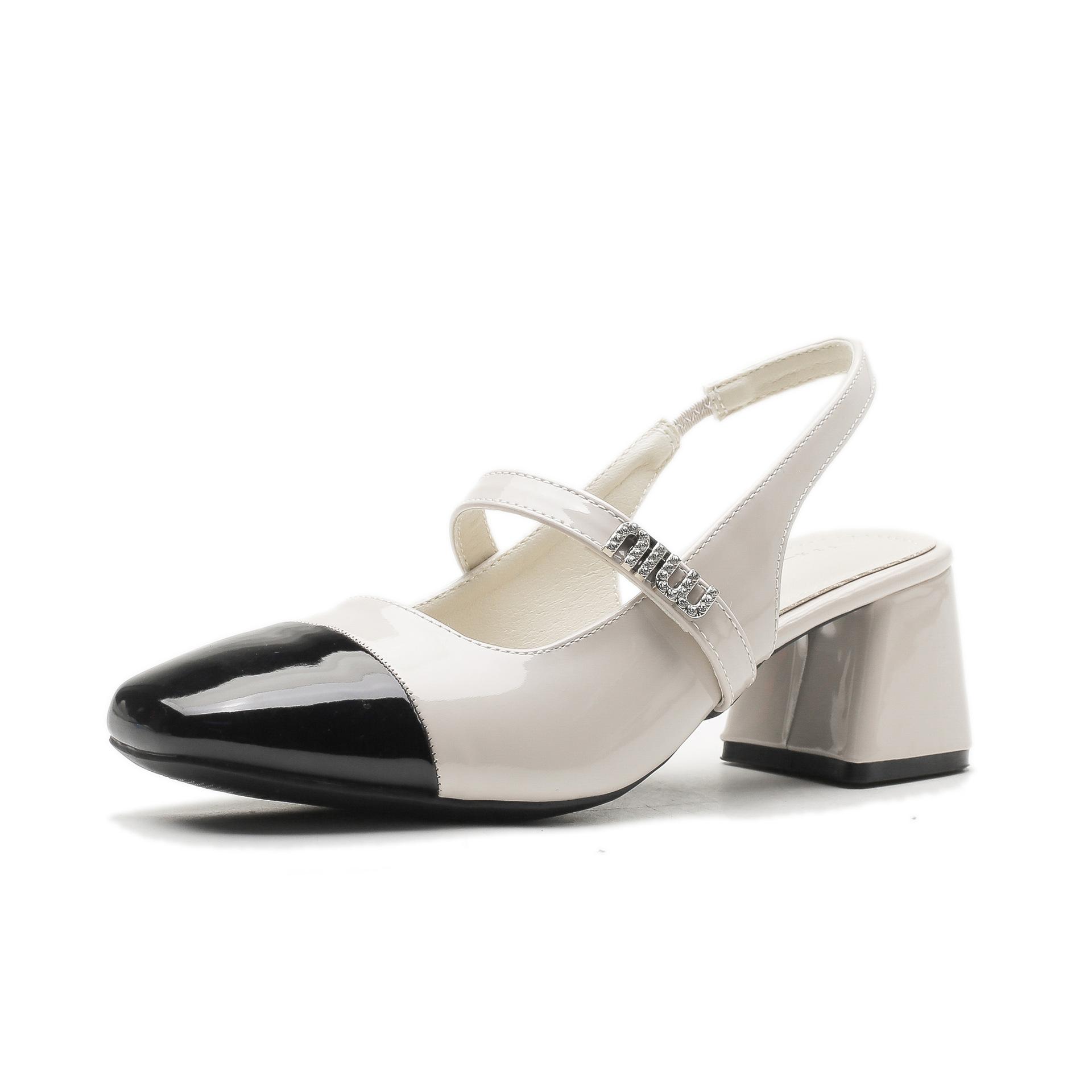 

Leather flat for Huizhou women s shoes heels Su Yinyin same Mary Jane sandals high heels cool slippers women 40 білий