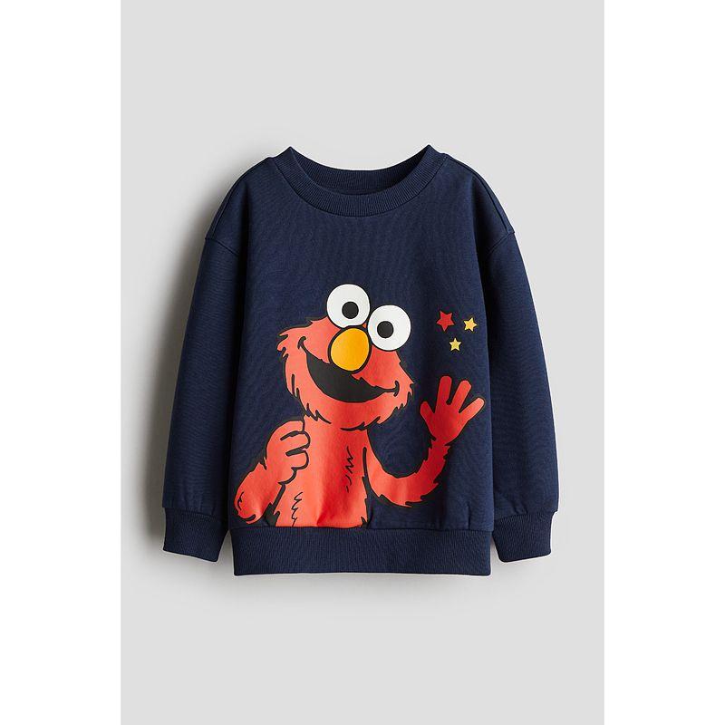 

HM Детская осенняя одежда Толстовка с капюшоном с длинными рукавами и принтом 1243006 Navy Blue/Sesame Street 120/60((4-6Y))