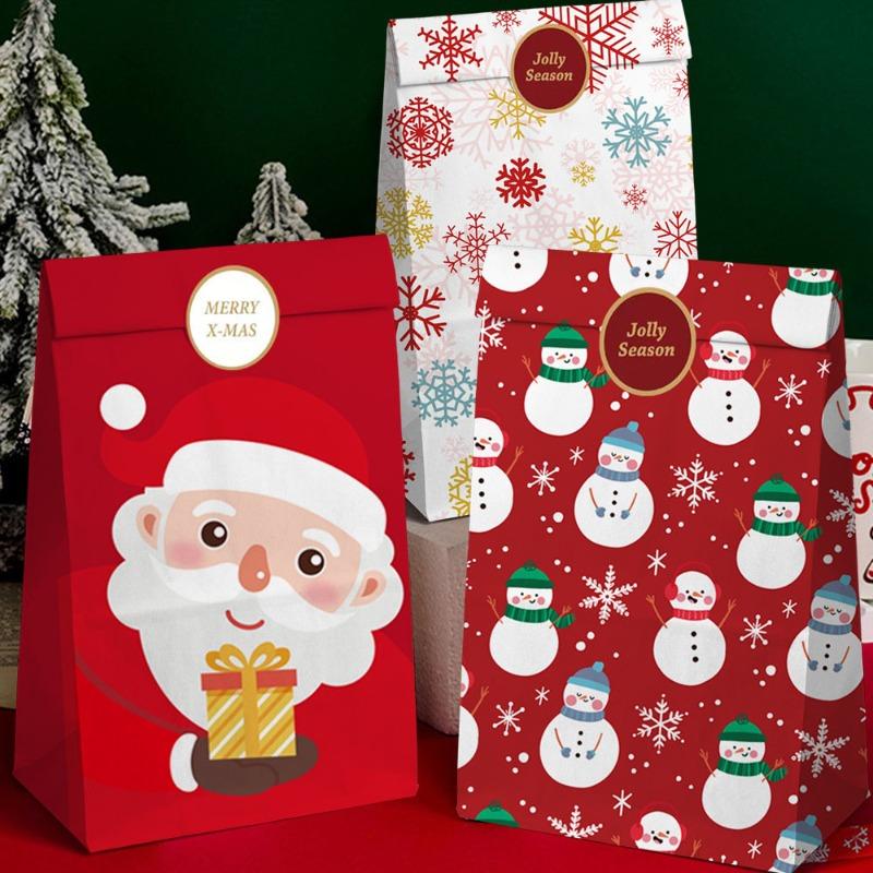 Christmas gift bag gift packaging bag Amazon Santa flat mouth paper bag Christmas Eve apple packaging bag