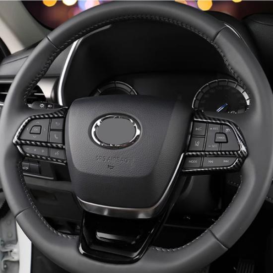 Carbon Fiber Steering Wheel Decor Frame Trim 2P For Toyota Grand Highlander 2024