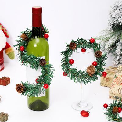 10/20 Pcs Christmas Garland Ties with Red Berries And Pine Cones Xmas Artificial Pine Garland Decorative Greenery Bands for Holiday Decor