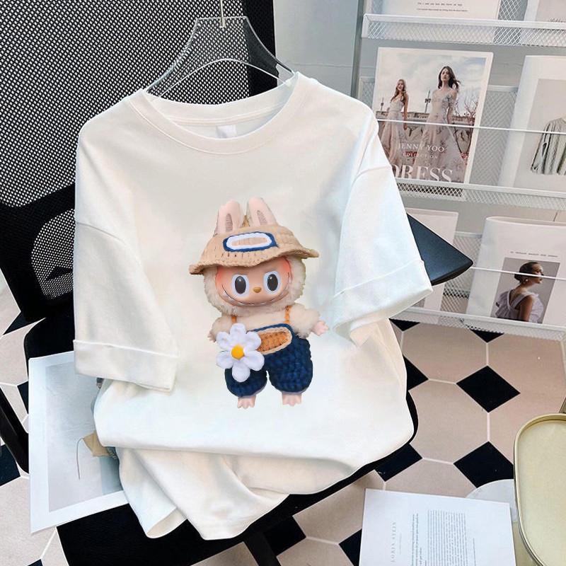 COD Labubu T Shirt Women Lengan Pendek Labubu Men Unisex Adult Korean Style Crew Neck Tshirt