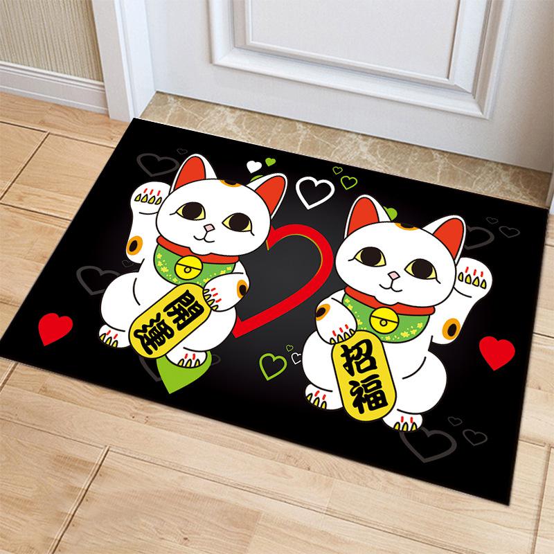 Fortune Cat Floor Mat Living Room Carpet Decor Kitchen Bedroom Doormat  Footpad