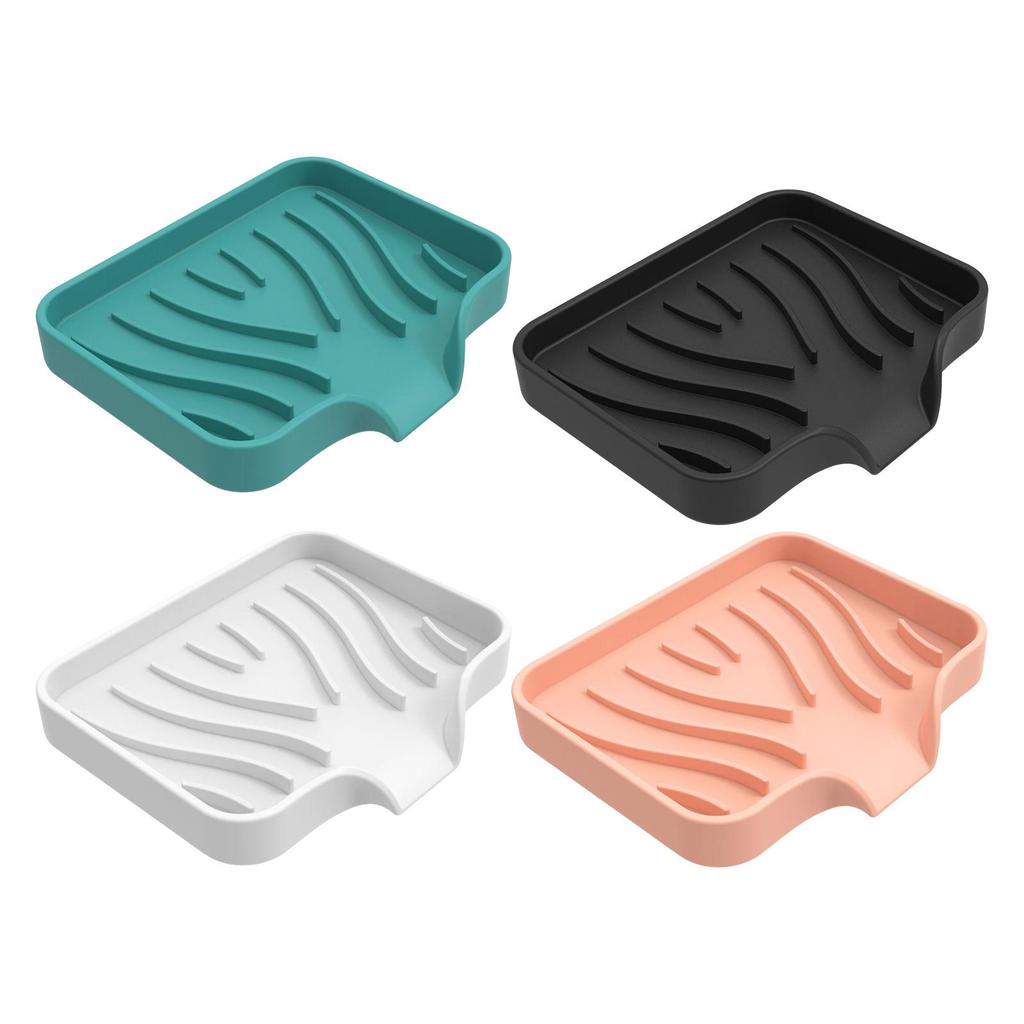 Soap Dishes Soap Box Organizer Plate Tray with Drain Anti Skid Silicone Soap