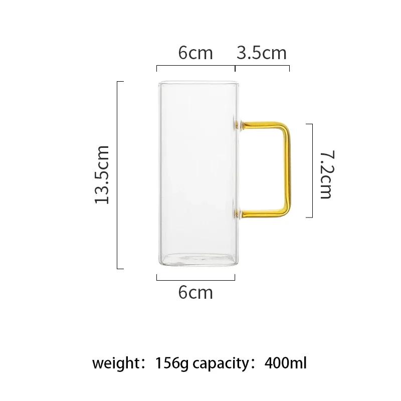 400ml Square Glass Mug Breakfast Milk Coffee Cup Microwave Safe Transparent Party Beer Mug Coffee Mug Drinkware Glass