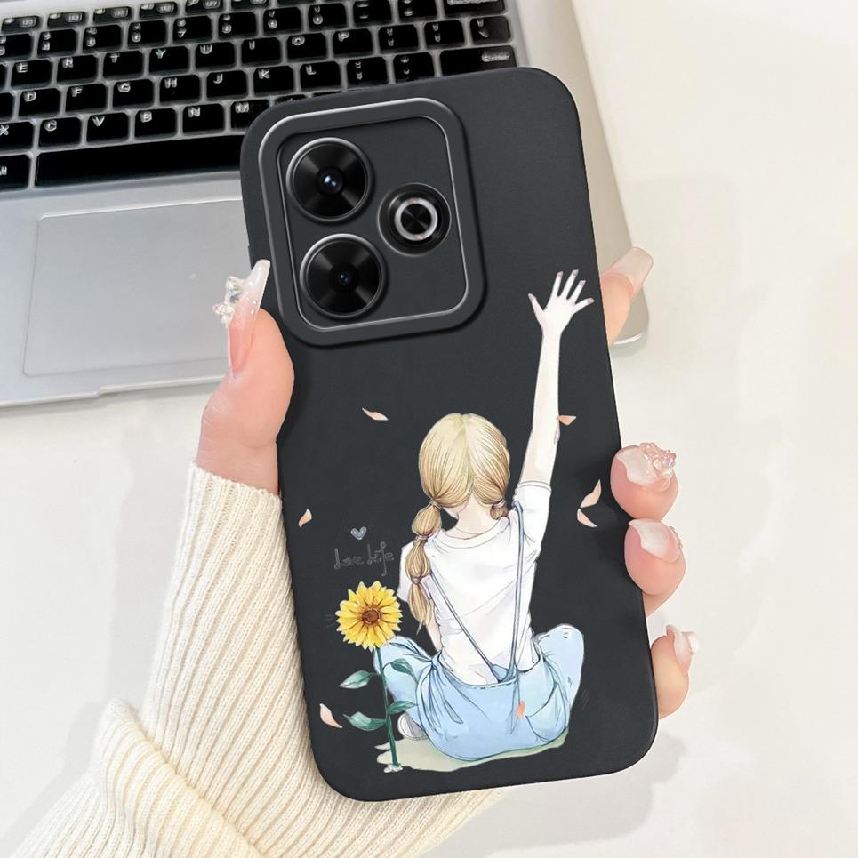 For Xiaomi Redmi 13 4G 5G Back Cover On Redmi13 5G Coque Funda Flower Butterfly Women Fashion Phone Case Liquid Silicone Shell