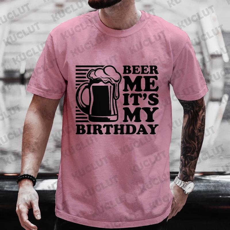 

Футболки с надписью «Пивной день» с надписью «Пиво, я, это мой день рождения» Мужские футболки Одежда Y2K Мальчишник Выпивка Команда Парные футболки XXXXXL золотой