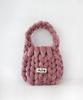 Acho Velvet Knitted Pom-Pom Tote Bag_Deep Pink