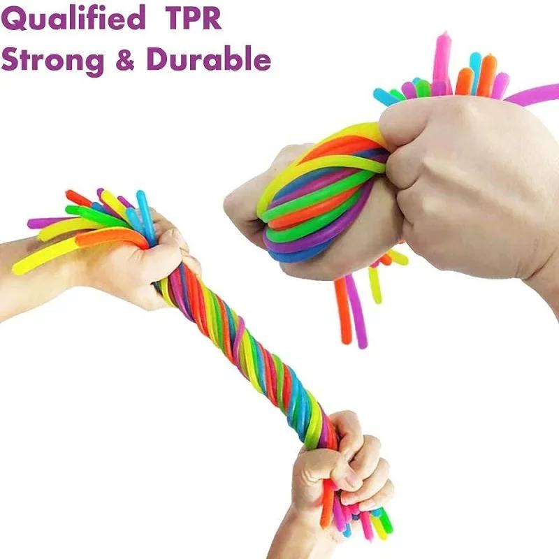 20PCS Noodle Package Stretchy Strings Fidget Playthings Silent Fidget Relieve Stress Adult Anxiety Stress Autistic Playthings ideal for Children