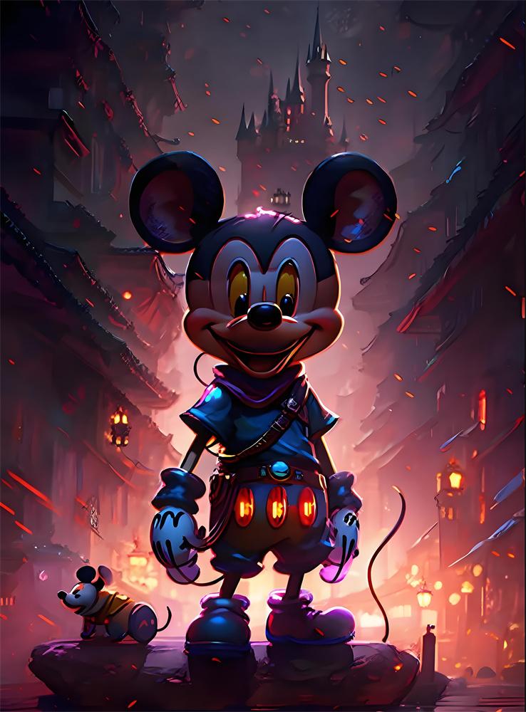 Disney Peinture Diamant 5D Mickey Sombre Transformation Terreur Sombre Décoration DIY Mosaïque Diamantée Complète Ensemble Point de Croix Incrusté Cadeau
