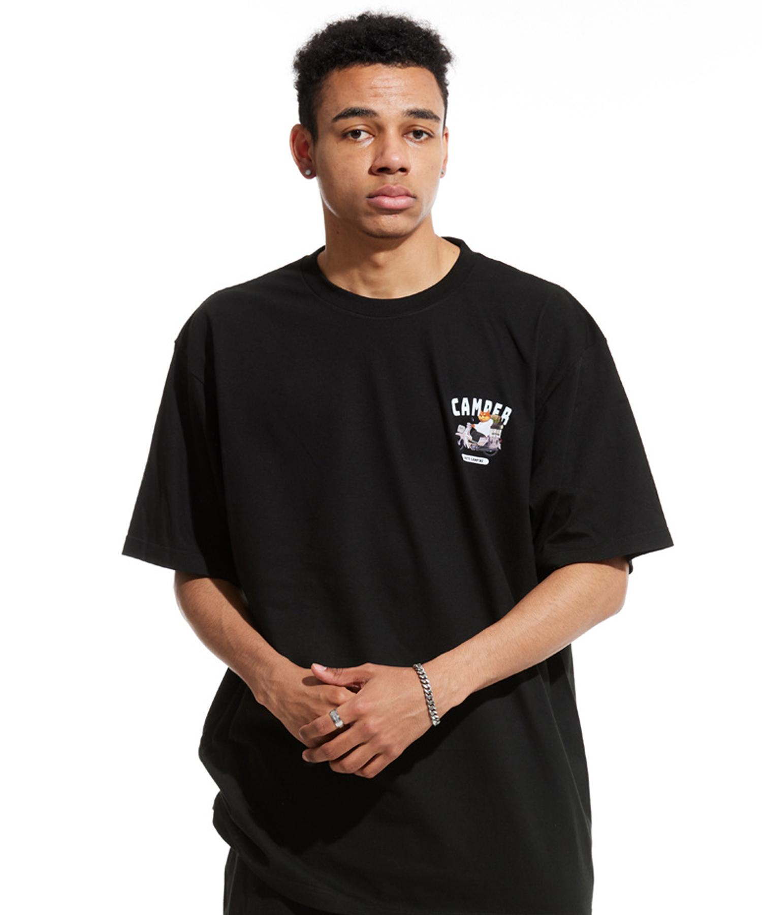 Cream Soda Lab Lab Moto Camp Small Logo Short Sleeve T-Shirt Black White L