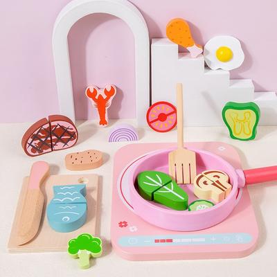 Wooden Early Education Children's Hot Pot Set Simulation Induction Cooker Children's Play House Kitchen Boys and Girls Educational Toys