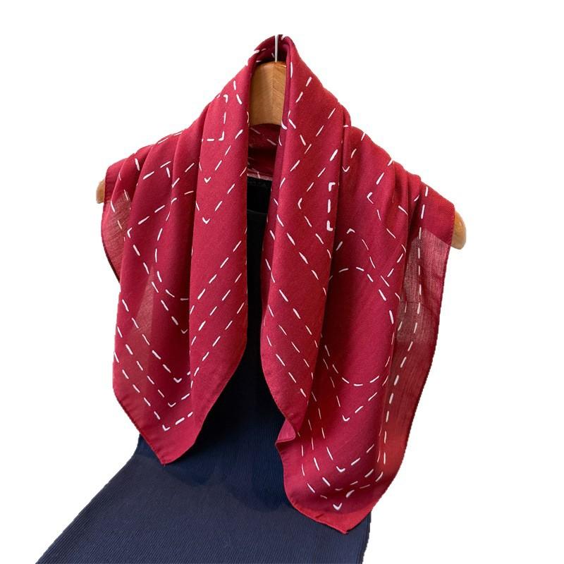 Geometric Lines Herringbone Cotton And Linen Small Square Scarf Silk Scarf Imitation Velvet Headscarf Shawl Sun Protection Scarf Women
