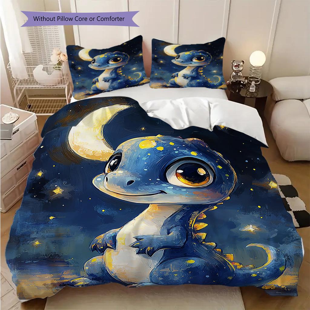 Dinosaurier-Muster Bettwäsche Steppdecke Set Bettbezug Kissenbezug Heimdekoration Geburtstagsgeschenk (1 Bettbezug + 2 Kissenbezüge, ohne Füllung)